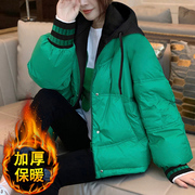 今年流行绿色短款羽绒，棉服大码胖mm2023冬季显瘦棉衣外套