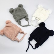 宝宝帽子冬季男童女童秋冬护耳帽婴儿帽子加厚毛线儿童针织帽
