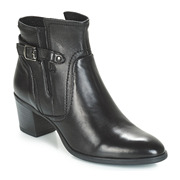 ANDRE女牛皮鞋子短靴子高跟黑色法国品牌欧洲制造CALFA