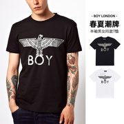 boylondon烫金老鹰半袖男女同款，t恤春夏，潮牌圆领印花短袖上衣男