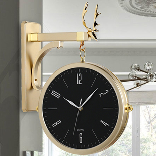静音双面钟表挂钟石英钟，客厅简约时钟时尚，家用个性创意现代两面钟