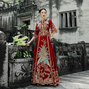 秀禾服2023中式结婚礼服长袖，重工奢华丝绒，嫁衣新郎接亲秀和服
