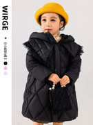 韦氏冬季儿童女童羽绒服，外套连帽中长款宽松时尚洋气保暖