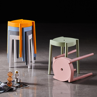 塑料凳子加厚成人家用客厅餐桌方板凳现代简约时尚北欧高圆凳椅子
