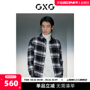 GXG男装 商场同款黑白格长袖翻领衬衫 2023年冬季GEX10327574