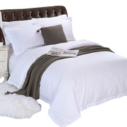 酒店床上用品四件套纯棉床笠款宾馆，纯白床单被套全棉民宿用三件套