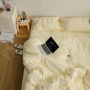 单件ins色水洗棉全棉被套单品简约风素色床单全棉枕套床笠1.8米