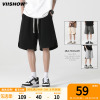 VIISHOW潮牌夏季2024纯色休闲短裤男士宽松五分卫裤直筒运动裤子