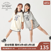 日本livheart儿童短袖t恤短裙套装女休闲运动两件套女童大童夏季