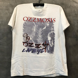 Ozzy Osbourne奥兹摇滚乐队朋克摇滚欧美风美潮落肩短袖男女T恤棉