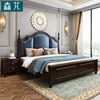 美式实木床1.8米轻奢双人床主卧1.5m欧式公主床，白色简约储物婚床