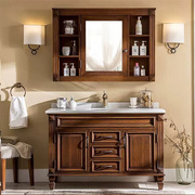 美式浴室柜组合实木，落地式洗手台卫生间，洗漱台橡木洗脸洗面池卫浴