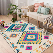 美式民族风彩色几何，图案地垫客厅茶几地毯，门厅北欧地毯卧室床边