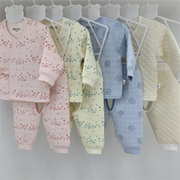 璐璇新生儿空气棉内衣套装0到3个月初生，婴儿系带保暖衣两件套秋冬