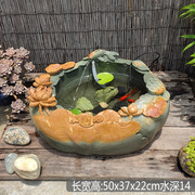 肇庆绿端砚石雕流水鱼缸居家室内桌面石头工艺品中式艺术摆件