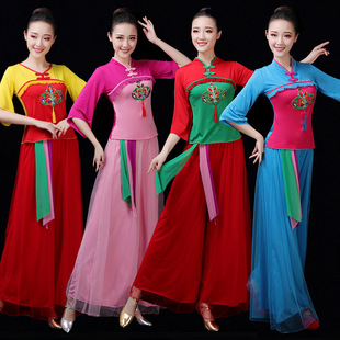 广场舞蹈服装夏2023女民族风上衣秧歌，服团体表演出服跳舞套装