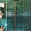 绿色渐变长条马赛克瓷砖，美式复古卫生间浴室墙砖，餐厅背景装饰