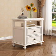 美式实木白色床头柜欧式小户型卧室床边柜现代卧室收纳储物柜