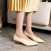 欧美法式尖头单鞋女2023羊皮v口奶奶鞋柔软女巫鞋小坡跟瓢鞋