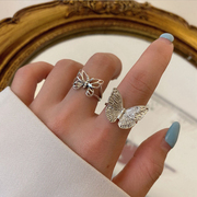 zoozoom纯银925复古做旧镂空蝴蝶戒指女小众设计个性ins博主食指