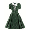 1950s赫本风波点印花欧美复古气质连衣裙法式女神度假野餐拍照服