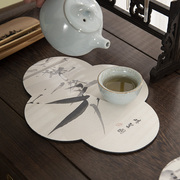 花朵形鸟语花香硅藻泥吸水速干茶席，客厅茶盘干燥杯垫茶台沥水垫