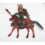 陕西皮影戏道具带操作杆皮影人物，骑马武将三国人物皮影