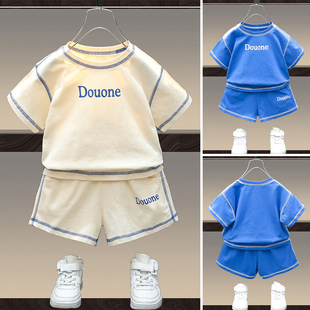 男宝宝夏装套装，1-3岁儿童装4小童，痞帅短袖男童运动两件套2024