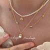 彩色马眼锆石锁骨链叠戴钛钢金色元宝珍珠项链巴洛克异形珍珠颈链