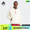 曼联休闲足球文化，宽松运动连帽卫衣，男adidas阿迪达斯outlets