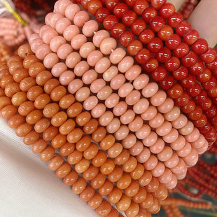 天然海竹珊瑚 4*6mm红色粉色算珠车轮珠 手工diy佛珠手串饰品配件