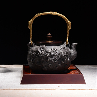 金龟堂龙凤呈祥铸铁壶日本老铁壶，生铁壶无涂层，烧水壶煮茶壶茶具