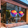 夏天创意海报女装女鞋店咖啡店饮品橱窗装饰彩色太阳眼镜玻璃贴纸