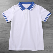 儿童校服班服小学生园服夏装短袖，t恤男童女童，polo衫蓝领宝宝上装