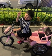 儿童三轮车带斗折叠双人，自行车210岁充气轮胎童车小孩脚踏车单车