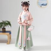 汉服女童秋季古装中国风超仙长袖袄裙12岁女孩童装儿童唐装连衣裙