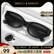 gm猫眼墨镜女可折叠高级感黑色欧美风太阳眼镜防紫外线2024年