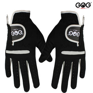 GOG高尔夫手套 黑色麂皮布左右手男女双手高弹力透气舒适防滑
