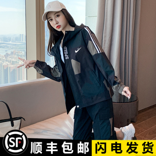 2023年运动服套装女春秋季时尚休闲宽松卫衣显瘦潮牌中学生两件套