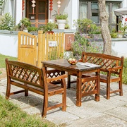 户外露天凉台阳台庭院，碳化木防腐实木室外田园，木桌椅餐桌组合