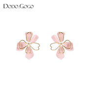 dodogogo粉色花朵耳环女网红花瓣珍珠耳钉甜美时尚适合春天的耳饰