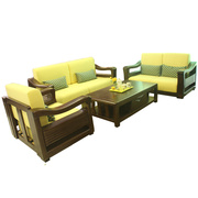 黑胡桃色海棠色橡木高档全实木沙发现代中式客厅1+2+3组合沙发