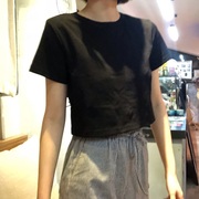 糖果色圆领短袖t恤女2021夏季韩版ins潮，打底衫修身显瘦上衣服