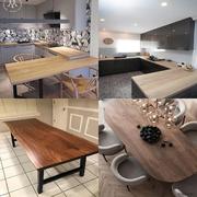 老榆木板实木餐吧台，定制办公桌电脑桌工作台自然边隔板松木桌面板