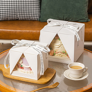 手提高档4寸6寸8寸生日透明蛋糕盒，千层慕斯甜品，包装丝带盒子定制