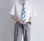 刺篇原创DK制服正统纯色基础款黑白色男生学院风短袖衬衫夏季
