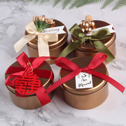 森系喜糖盒子欧式金色铁盒结婚成品，婚礼糖果包装空盒创意伴手礼