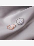 韩国时尚贝壳花朵锆石，树叶戒指简约时尚开口食指指环网红女戒