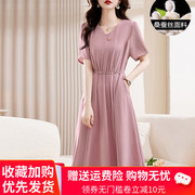 杭州大牌收腰真丝连衣裙，女装夏季小个子，高端洋气质桑蚕丝裙子