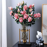仿真花玫瑰装饰花假花，绢花客厅摆设桌面餐桌花艺，干花花束落地摆件